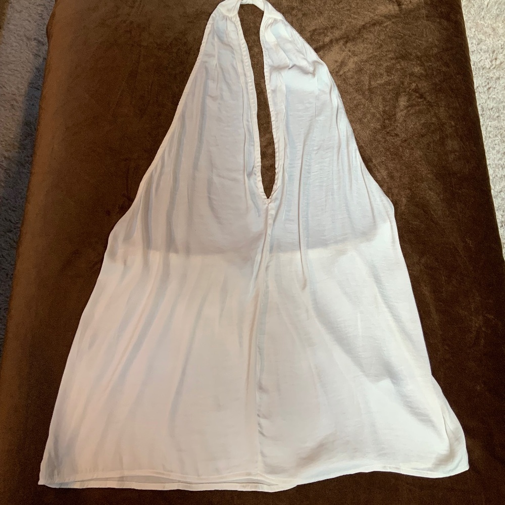 Banana Republic White M Halter Top Coastal Minimalist Normcore Monochrome Scandi